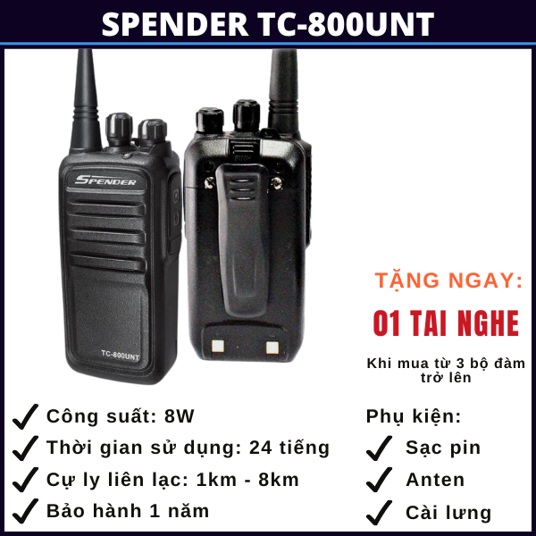 bộ đàm cầm tay spender tc-800unt bo-dam-cam-tay-spender-tc-800unt